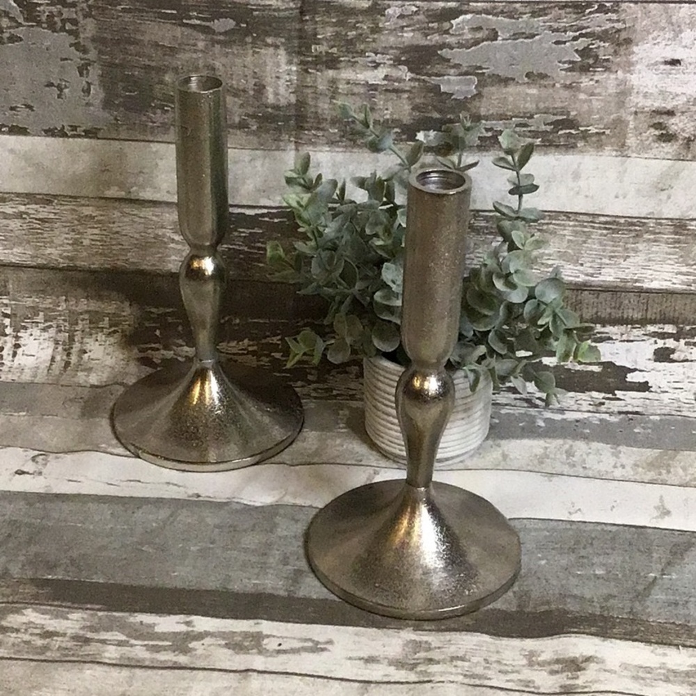 Pair Silver finish Candlesticks NWOT